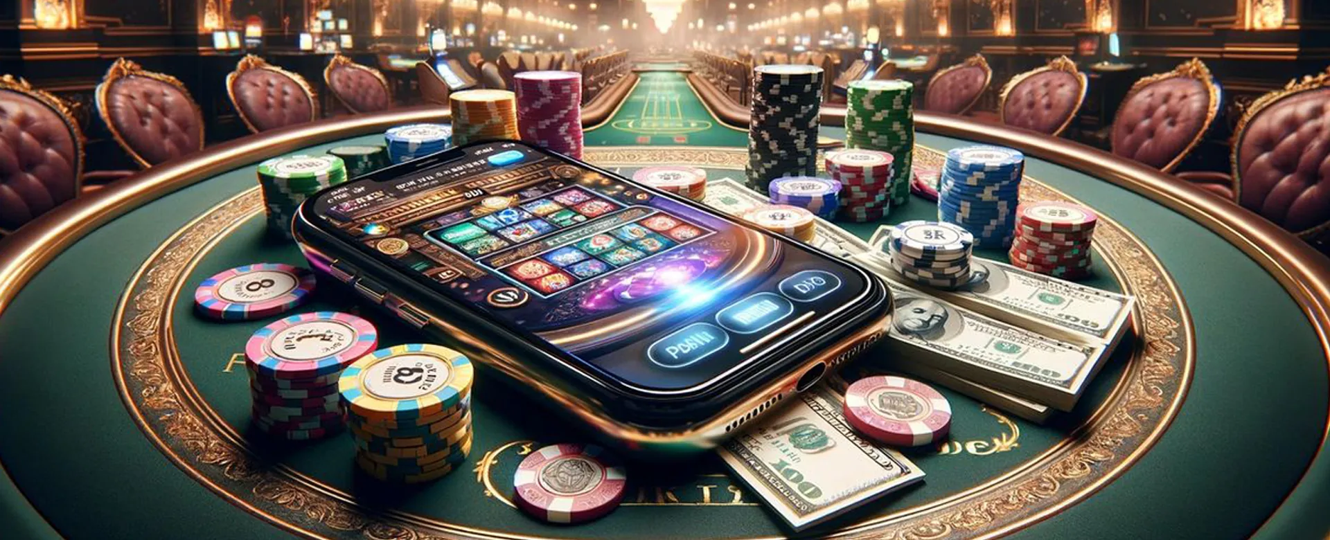 PH Online Gaming hero image featuring various casino games and mobile app